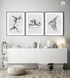 Angels Black And White Set of 3 Line Wall Arts