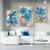 Blue Water Colour Flowers Wall Art Set of 3 | (Plants & Botanical Living Room Wall Art Sets ) | Minimalist Arts