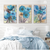 Blue Water Colour Flowers Wall Art Set of 3 | (Plants & Botanical Living Room Wall Art Sets ) | Minimalist Arts