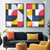 Colourful Geometric Shapes Wall Art Set of 2 | (Multicoloured Geometric Living Room Wall Art Sets) | Minimalist Arts