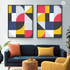 Colourful Geometric Shapes Set of 2 Wall Arts