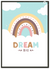 Dream Big Kids Nursery Wall Arts | Rainbow Wall Art in Poster, Frames & Canvas