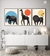 Geometric Safari Animals Wall Art Set of 3 | (Geometric Living Room Wall Art Sets ) | Minimalist Arts