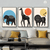 Geometric Safari Animals Wall Art Set of 3 | (Geometric Living Room Wall Art Sets ) | Minimalist Arts