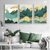 Golden Mountain Luxurious Abstract Wall Art Set of 3 | (Mountain Living Room Wall Art Sets ) | Minimalist Arts
