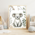 Minimalist Koala Canvas Wall Art – Australian Wildlife Botanical Print Decor