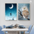 Night Time Fantasy Couple Wall Art Set of 2 | (Couple & Bird Living Room Wall Art Sets) | Minimalist Arts