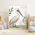 Pelican Minimalist Wall Art – Australian Coastal Bird Botanical Print Decor