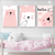 Pink Hello Bears Set of 3 Nursery Wall Arts | Kids Wall Art in Poster, Frames & Canvas