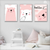Pink Hello Bears Set of 3 Nursery Wall Arts | Kids Wall Art in Poster, Frames & Canvas