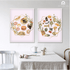 Vegetables and Pastries Set of 2 Pink Wall Arts
