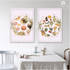 Vegetables and Pastries Set of 2 Pink Wall Arts