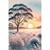 Winter Sundown - Hills Trees Wild Grass Canvas Wall Art Print Decor Print Material