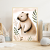 Wombat Minimalist Wall Art – Australian Wildlife Botanical Print Decor