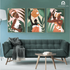 Women in Green Tropical Leaves Set of 3 Wall Arts