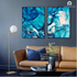 Beach Vibes Blue Abstract Set of 2 Wall Arts