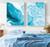 Waves Abstract Wall Art Set of 2 | (Blue Abstract Living Room Wall Art Sets) | Minimalist Arts